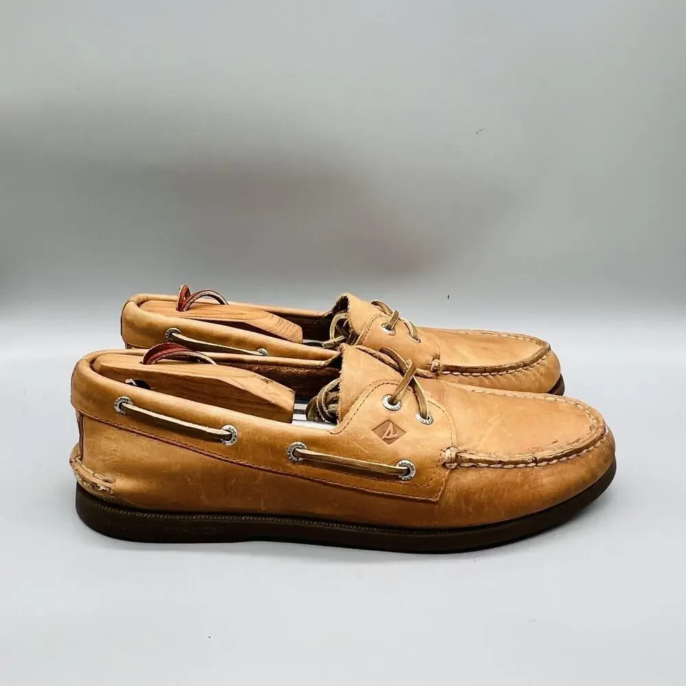 Sperry Shoes Mens 11 Brown Leather Top Sider 2 Eye Boat Moc Toe Casual Comfort